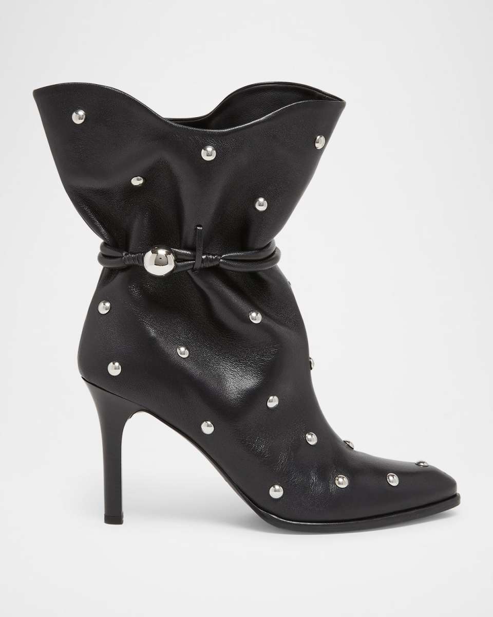 Lolya Studded Leather Ankle Boots